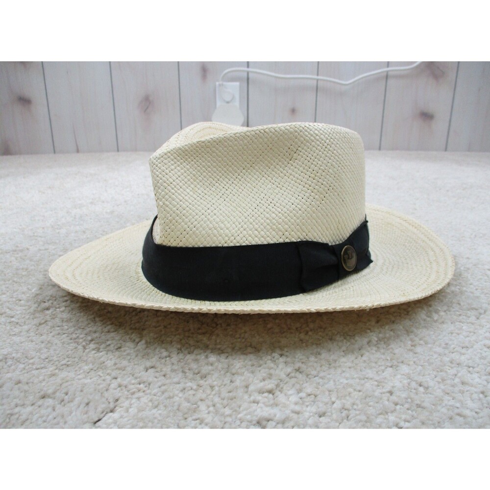 Goorin Bros Fedora Panama Hat Mens Large 7 1/4 7 3/8 Ivory Straw San Francisco